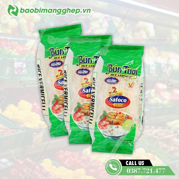 Bao b&igrave; b&uacute;n tươi safoco kh&aacute;ng khuẩn tốt, giữ cho sợi b&uacute;n lun tươi ngon