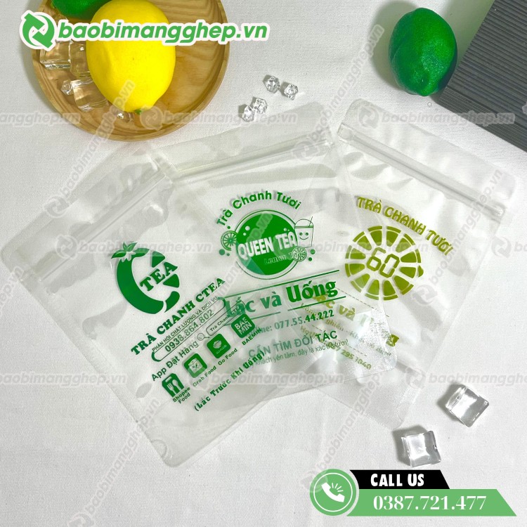 Mẫu t&uacute;i zip thực phẩm trong suốt in ấn đẹp, m&agrave;u sắc nổi bật