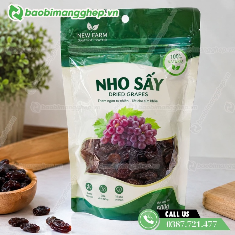 Bao b&igrave; đựng nho sấy đẹp, chống ẩm tốt 