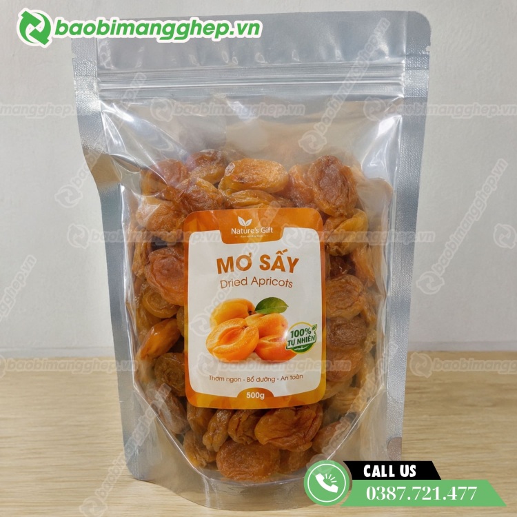 T&uacute;i zip bạc 1 mặt trong đựng mơ sấy 