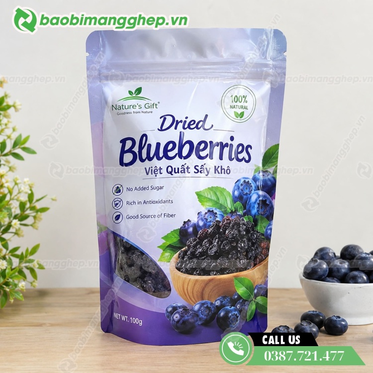 T&uacute;i zip đựng việt quất sấy