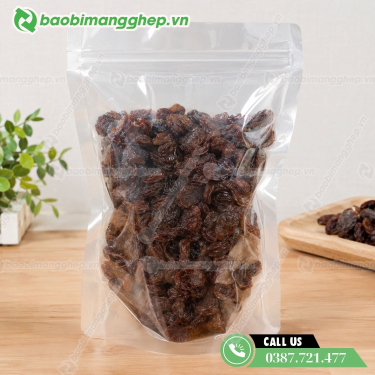 T&uacute;i zip trong suốt đựng nho sấy 