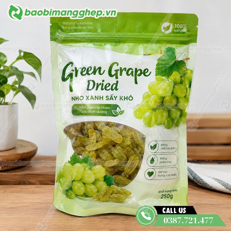 T&uacute;i zipper đựng nho sấy in ấn đẹp 