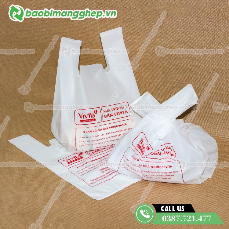 Bao b&igrave; nhựa HDPE an to&agrave;n dạng t&uacute;i 2 quai 