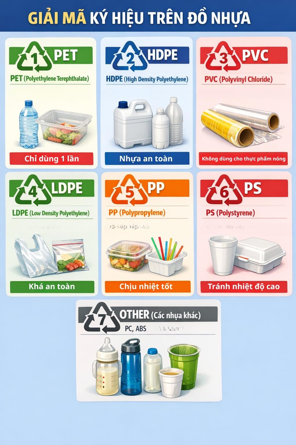 Giải m&atilde; c&aacute;c k&yacute; hiệu tr&ecirc;n đồ nhựa 