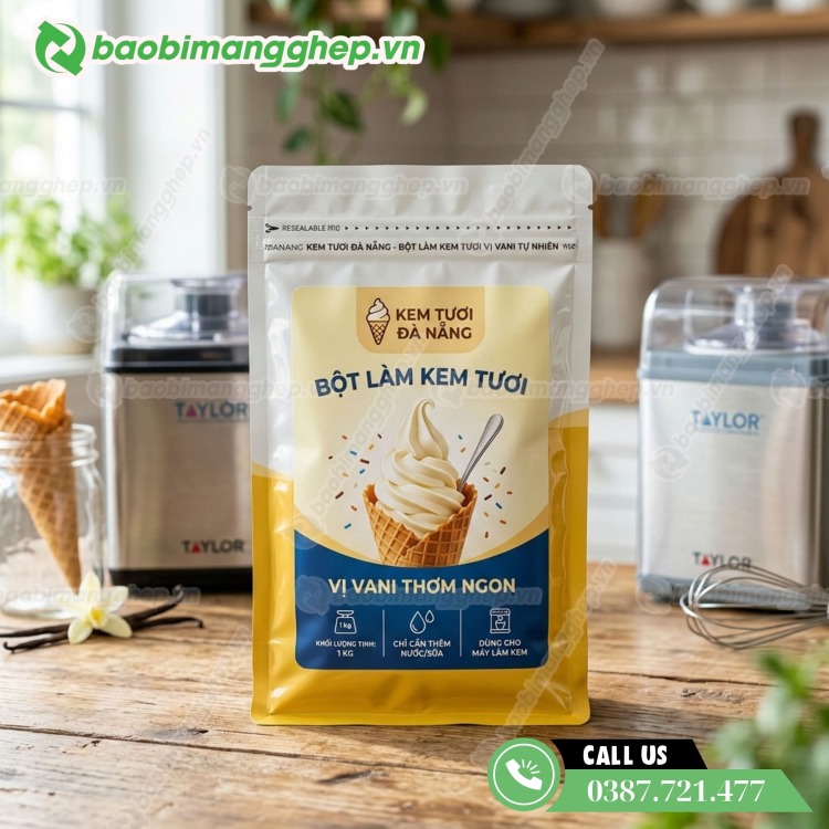 Bao b&igrave; bột l&agrave;m kem cao cấp, in theo y&ecirc;u cầu