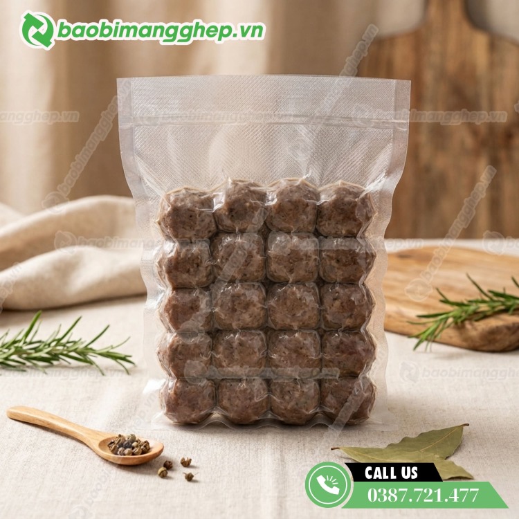 Túi đựng bò viên hút chân không an toàn