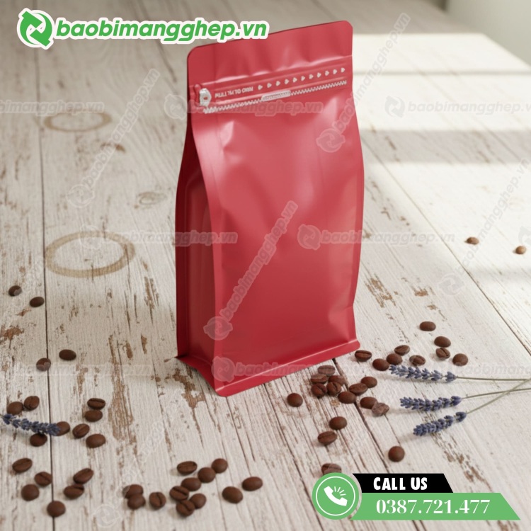 Mẫu t&uacute;i zipper 8 cạnh m&agrave;u đỏ 