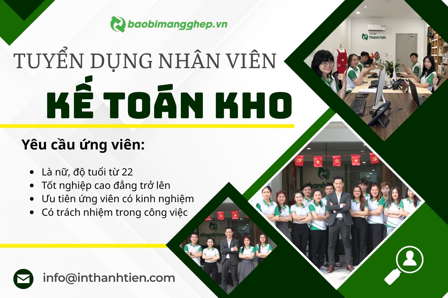 Tuyển Dụng Nhân Viên Kế Toán Kho 