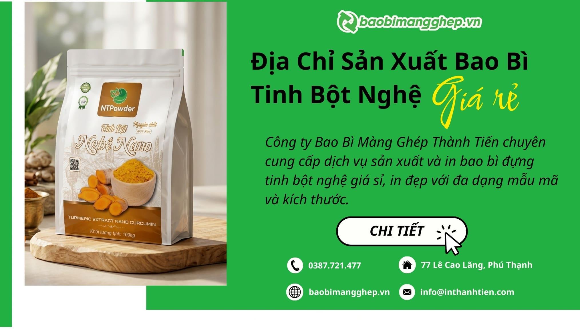 Xưởng sản xuất bao bì tinh bột nghệ