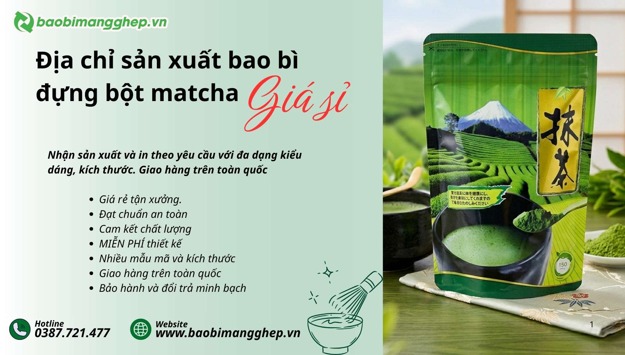 Xưởng sản xuất bao b&igrave; đựng bột matcha