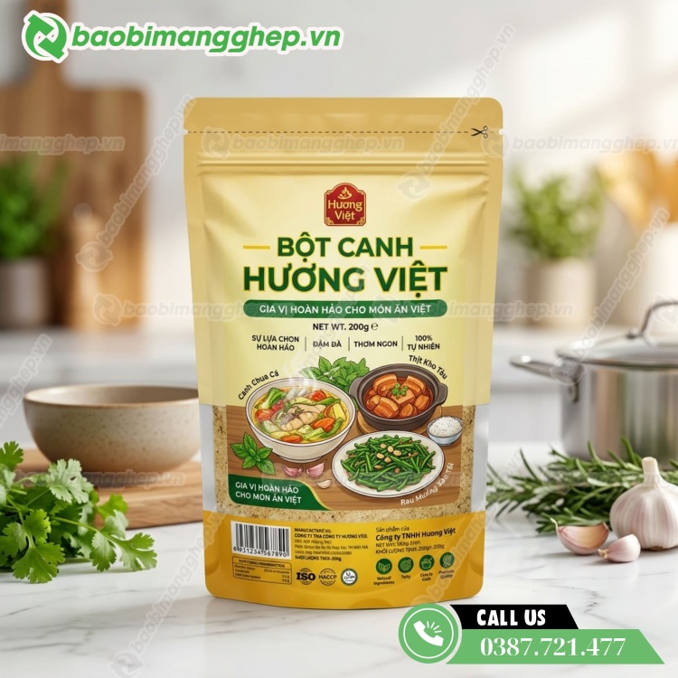 Bao b&igrave; bột canh in ấn đẹp, an to&agrave;n ti&ecirc;u d&ugrave;ng