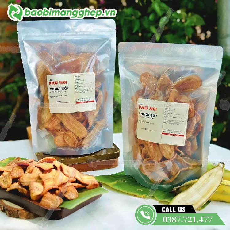 Túi đựng chuối sấy chống ẩm, thiết kế đáy đứng tiện lợi