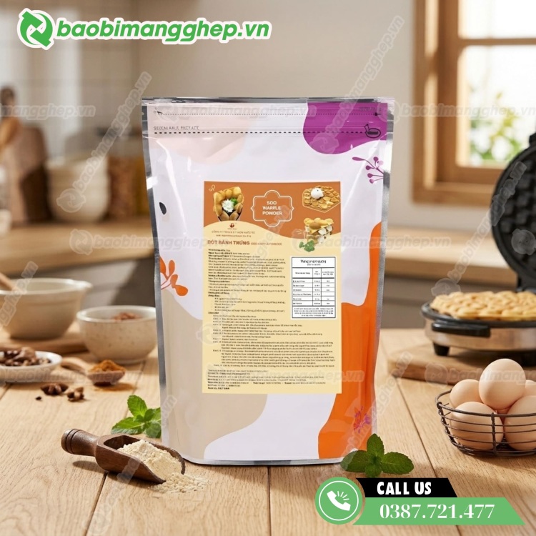 T&uacute;i zip đựng bột l&agrave;m b&aacute;nh thiết kế phần đ&aacute;y đứng 