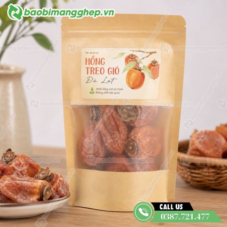 T&uacute;i zip giấy đựng hồng treo gi&oacute;, thiết kế mộc mạc