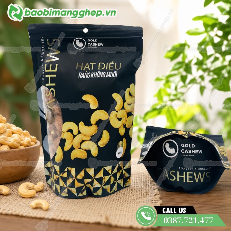 T&uacute;i zip đựng hạt điều tiện lợi, in ấn đẹp 
