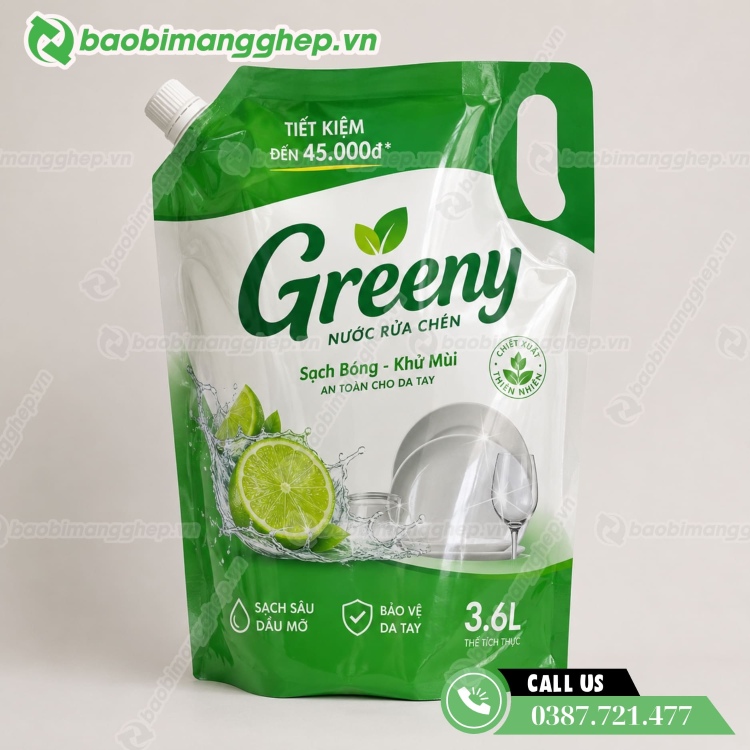 Mẫu bao b&igrave; đ&oacute;ng g&oacute;i nước rửa ch&eacute;n chất lượng