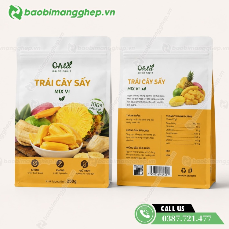 Bao b&igrave; tr&aacute;i c&acirc;y sấy cao cấp