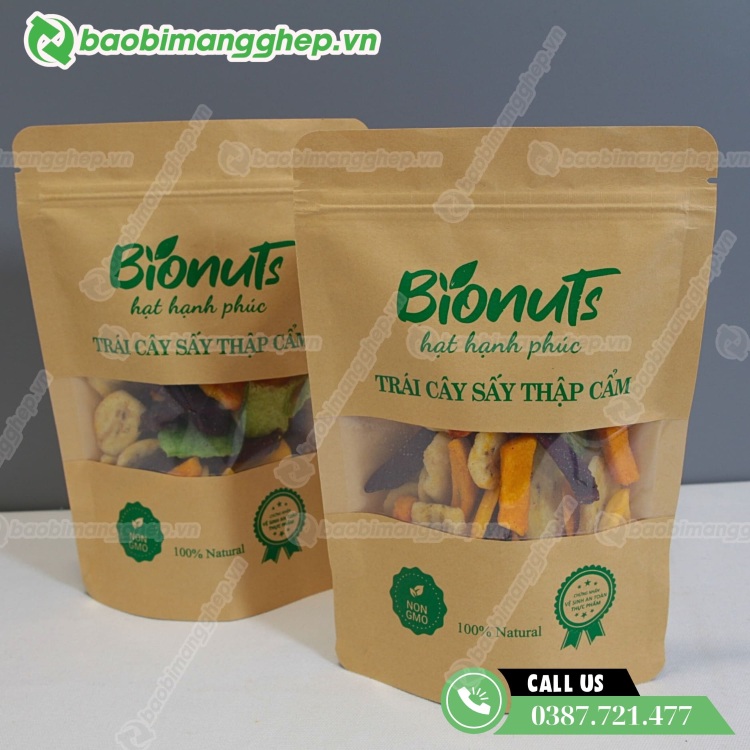 Bao b&igrave; tr&aacute;i c&acirc;y sấy in lụa 