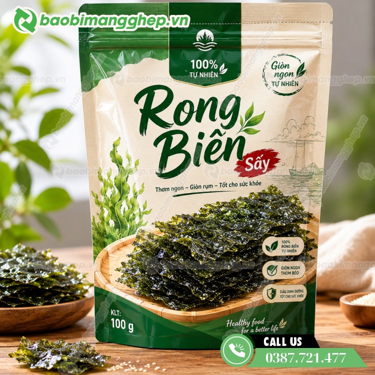 In bao b&igrave; rong biển sấy, thiết kế theo y&ecirc;u cầu
