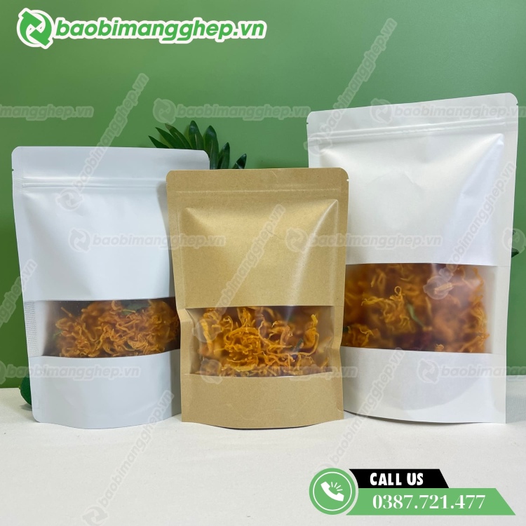 T&uacute;i giấy đựng kh&ocirc; g&agrave; thiết kế cửa sổ tr&agrave;n