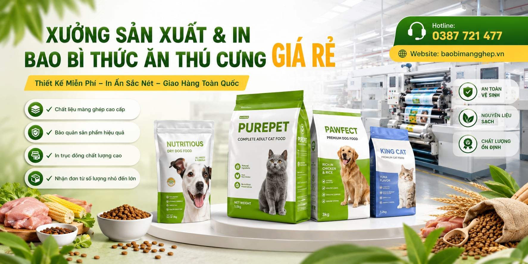 Xưởng sản xuất v&agrave; in bao b&igrave; thức ăn th&uacute; cưng gi&aacute; sỉ, uy t&iacute;n tại TPHCM v&agrave; H&agrave; Nội