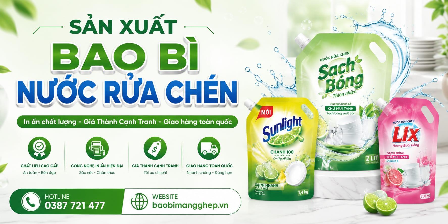 Xưởng sản xuất v&agrave; in bao b&igrave; nước rửa ch&eacute;n gi&aacute; sỉ tại TPHCM v&agrave; H&agrave; Nội