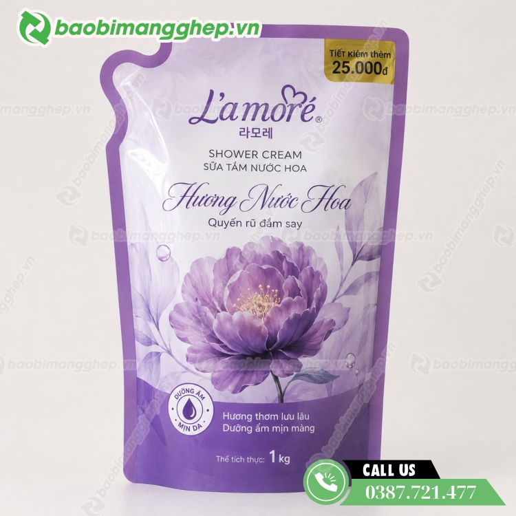 Bao b&igrave; sữa tắm đẹp, thiết kế đ&aacute;y đứng
