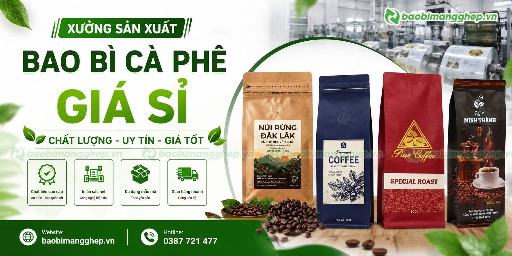 Xưởng sản xuất v&agrave; in bao b&igrave; c&agrave; ph&ecirc; gi&aacute; sỉ, uy t&iacute;n 
