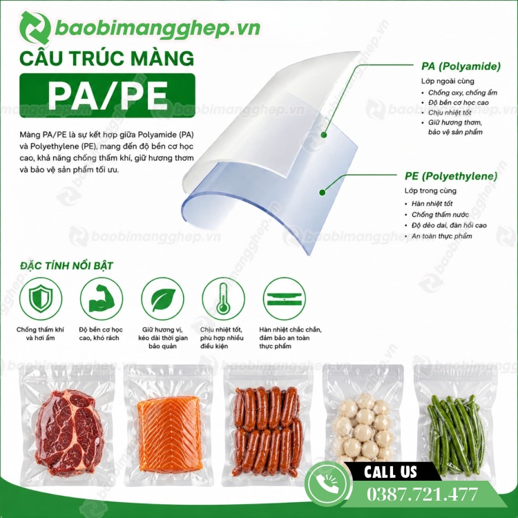 Cấu tr&uacute;c m&agrave;ng PA/PE 