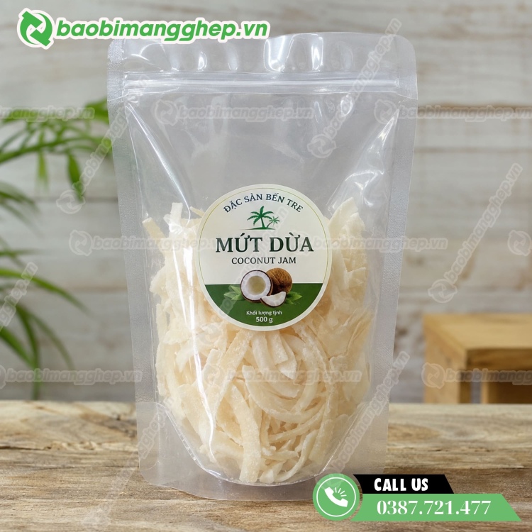 T&uacute;i zip đựng mứt dừa trong suốt 