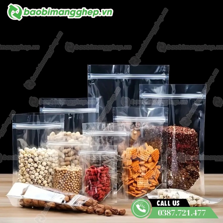 T&uacute;i zip trong suốt đ&aacute;y đứng thiết kế đẹp, tiện dụng 
