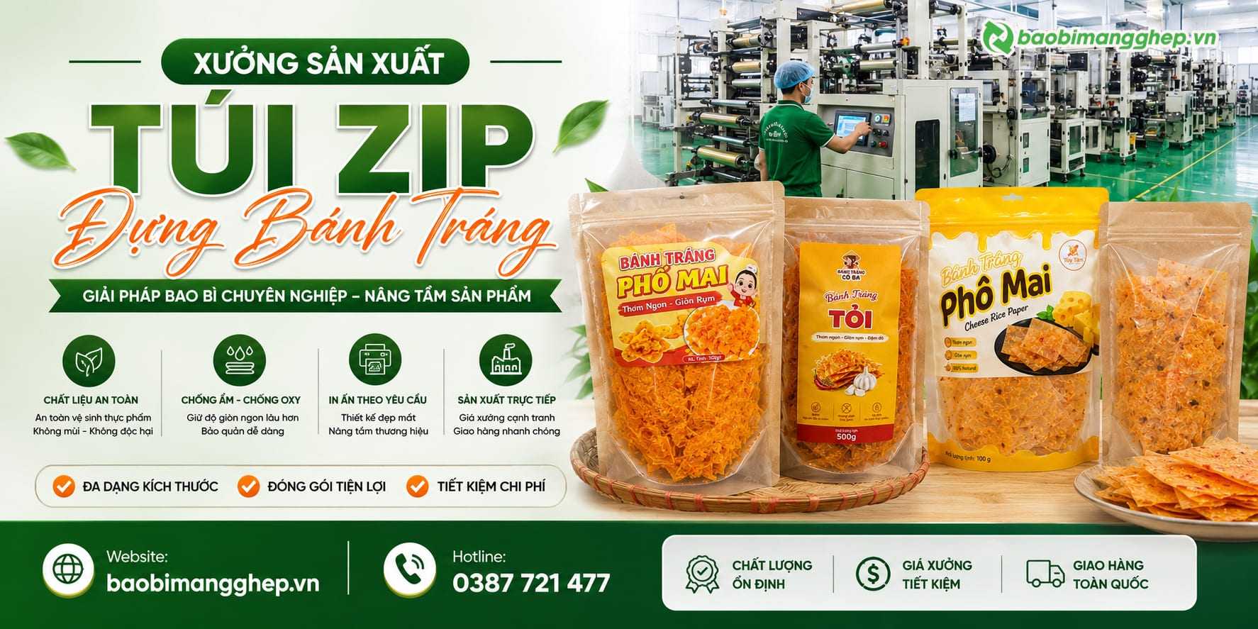 Xưởng sản xuất v&agrave; in t&uacute;i zip đựng b&aacute;nh tr&aacute;ng gi&aacute; sỉ tại TPHCM v&agrave; H&agrave; Nội 