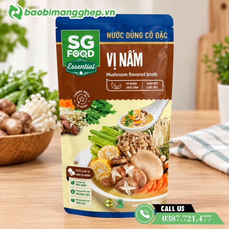 T&uacute;i zip đựng nước lẩu vị nấm