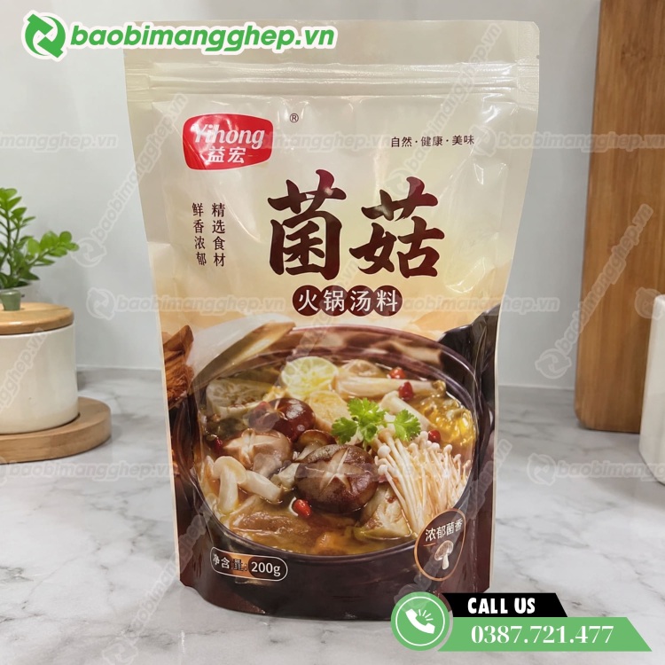 Mẫu sản phẩm t&uacute;i zip đựng nước lẩu in ấn đẹp 