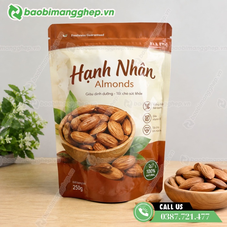 T&uacute;i zipper đựng hạnh nh&acirc;n 